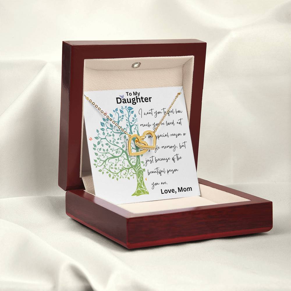 To My Daughter - Single Memory - Interlocking Hearts Necklace
