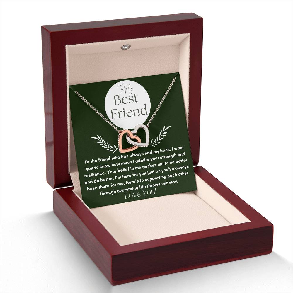 To My Best Friend - Your Strength - Interlocking Hearts Necklace.