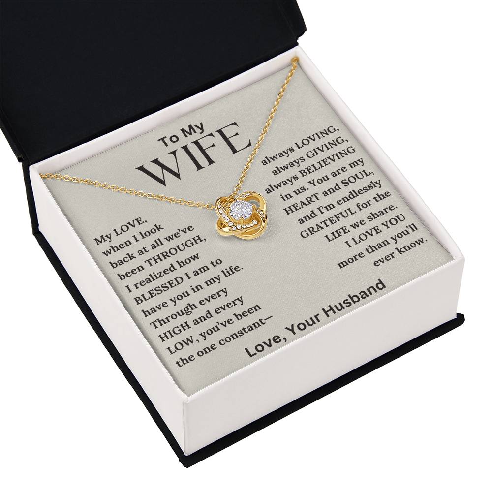 To My Wife - Blessed - Love Knot Necklace