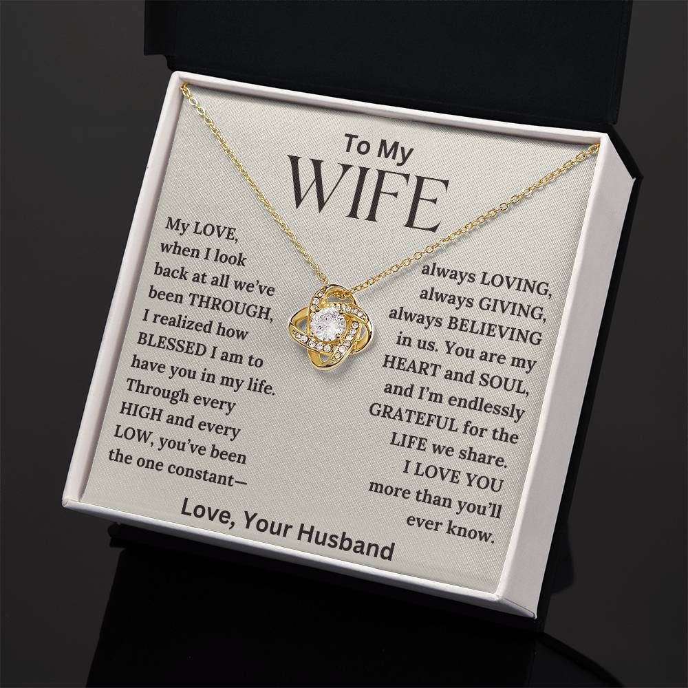 To My Wife - Blessed - Love Knot Necklace