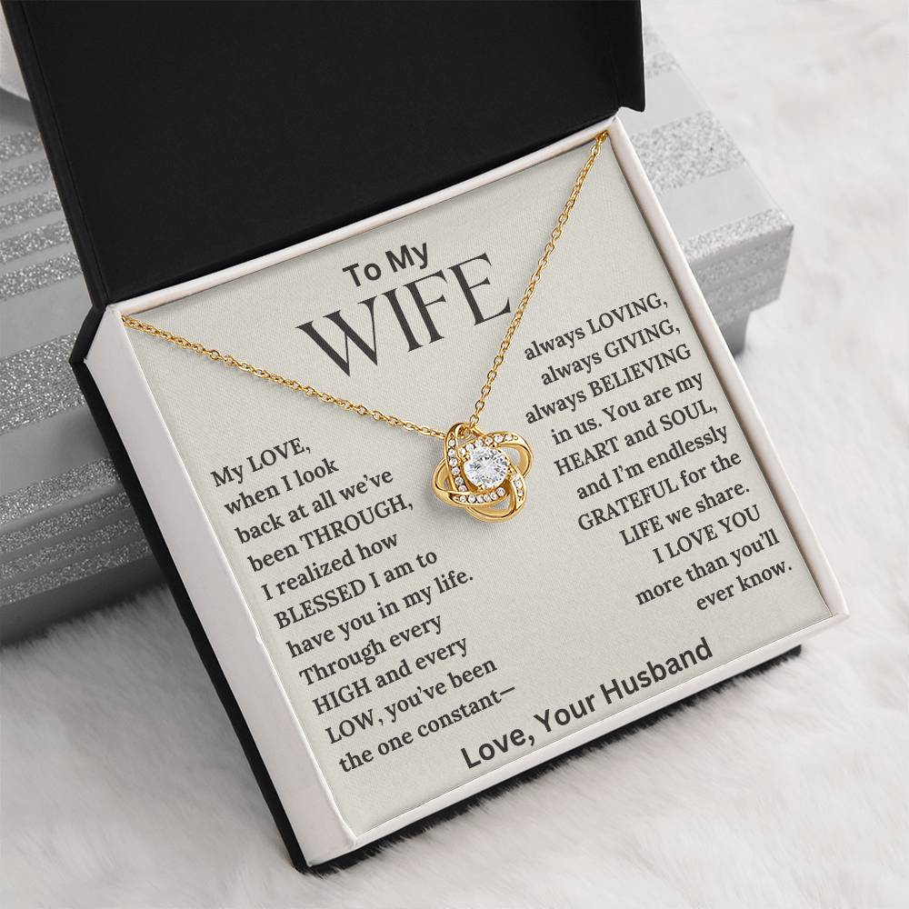 To My Wife - Blessed - Love Knot Necklace