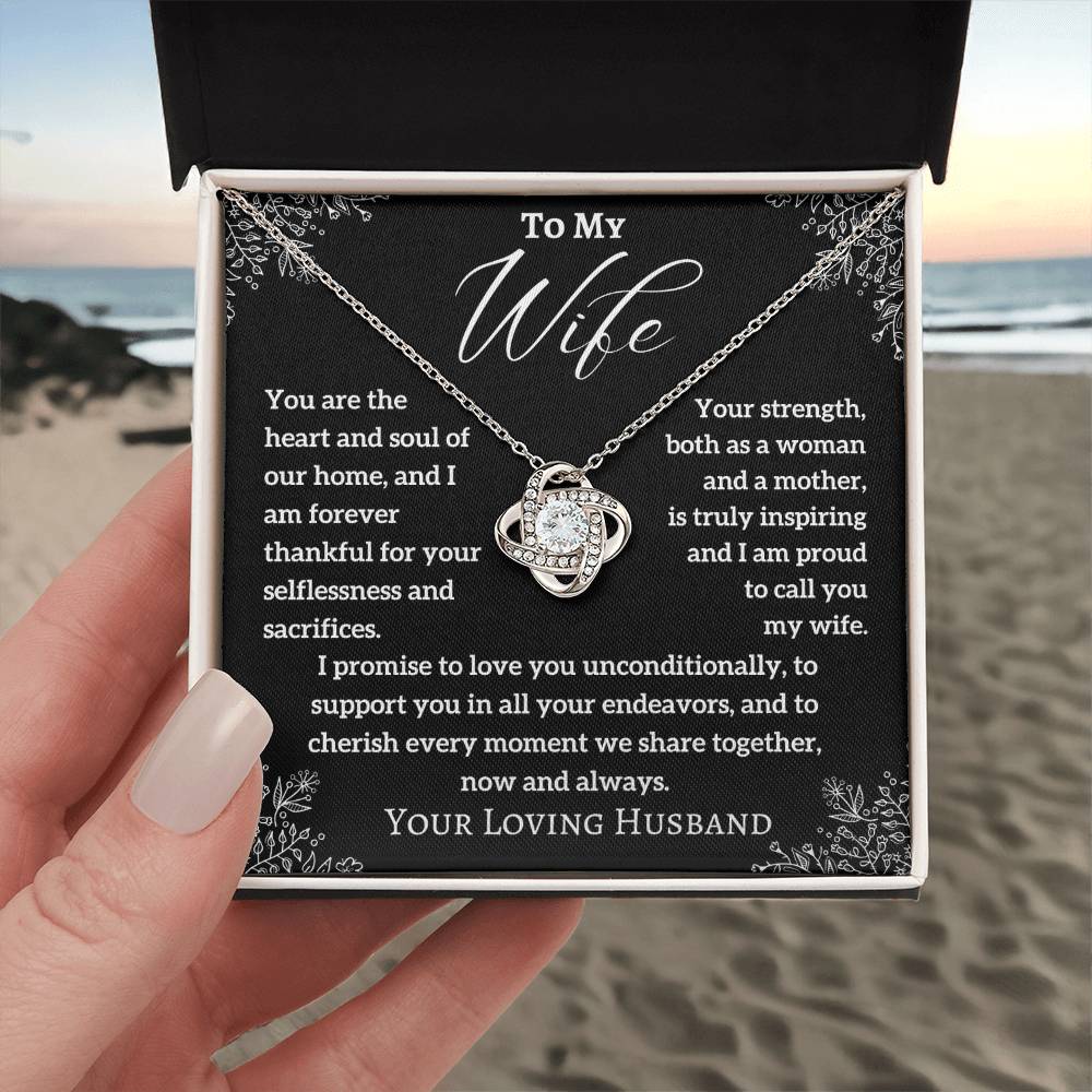 To My Wife - Heart and Soul - Eternal Love Knot Necklace