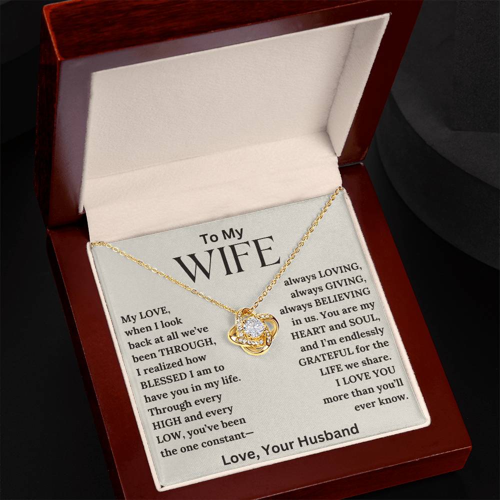 To My Wife - Blessed - Love Knot Necklace