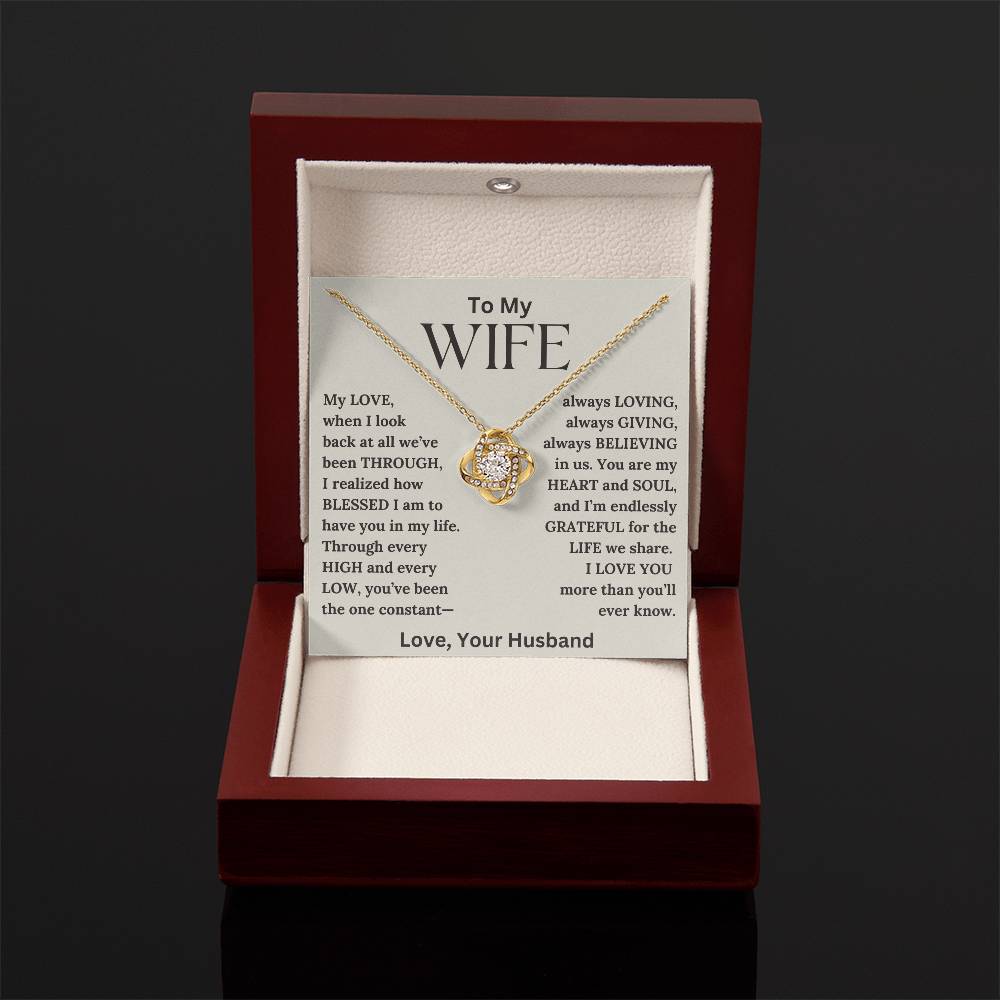 To My Wife - Blessed - Love Knot Necklace