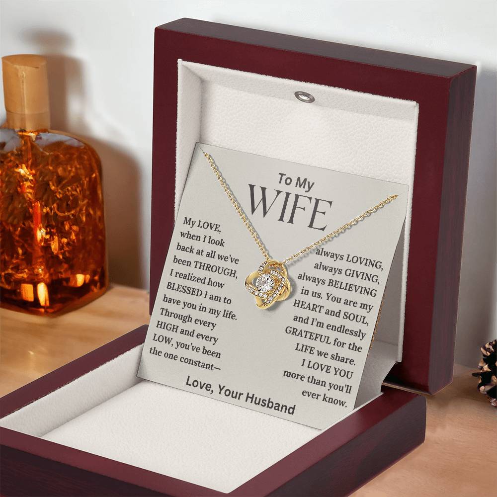 To My Wife - Blessed - Love Knot Necklace