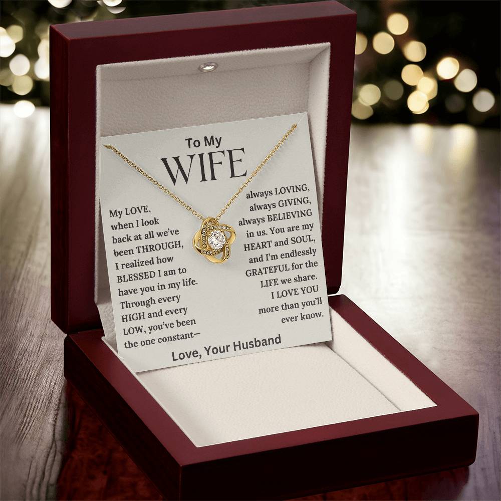 To My Wife - Blessed - Love Knot Necklace