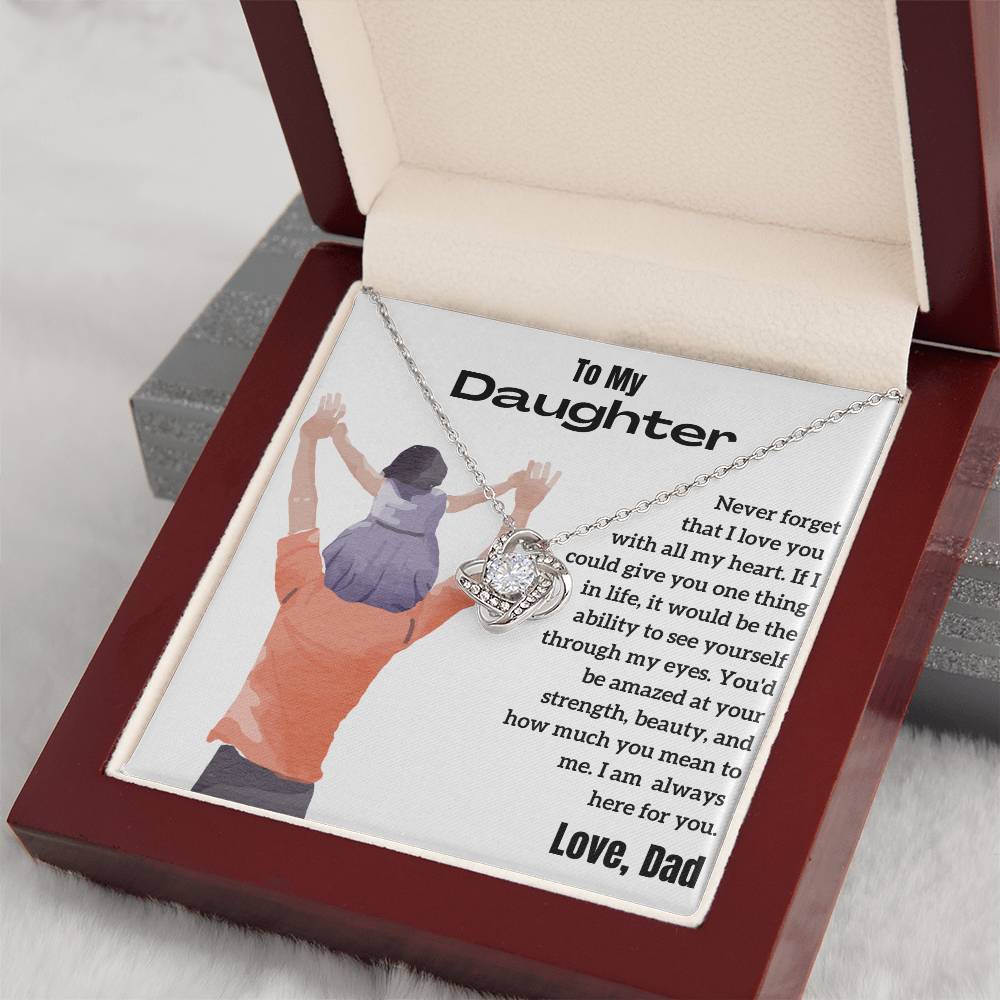 To My Daughter - With All My Heart - Love Knot Necklace