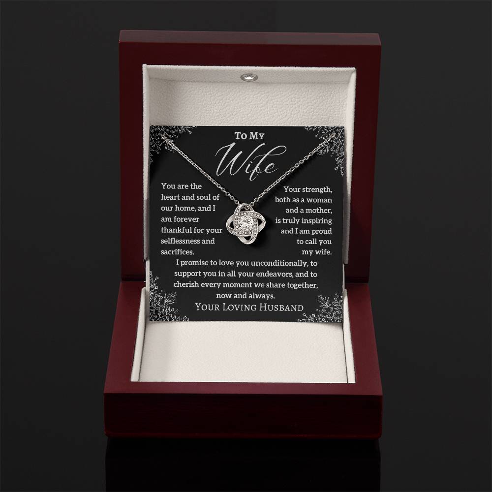 To My Wife - Heart and Soul - Eternal Love Knot Necklace