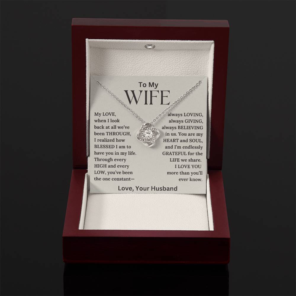 To My Wife - Blessed - Love Knot Necklace