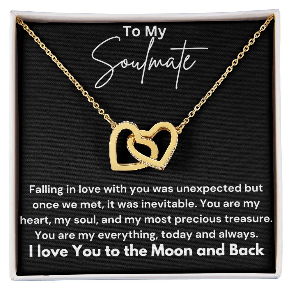 To My Soulmate - Falling In Love - Interlocking Hearts Necklace