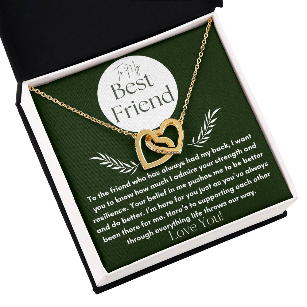 To My Best Friend - Your Strength -  Interlocking Hearts Necklace.