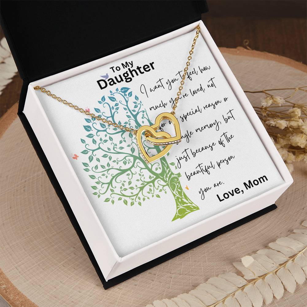 To My Daughter - Single Memory - Interlocking Hearts Necklace