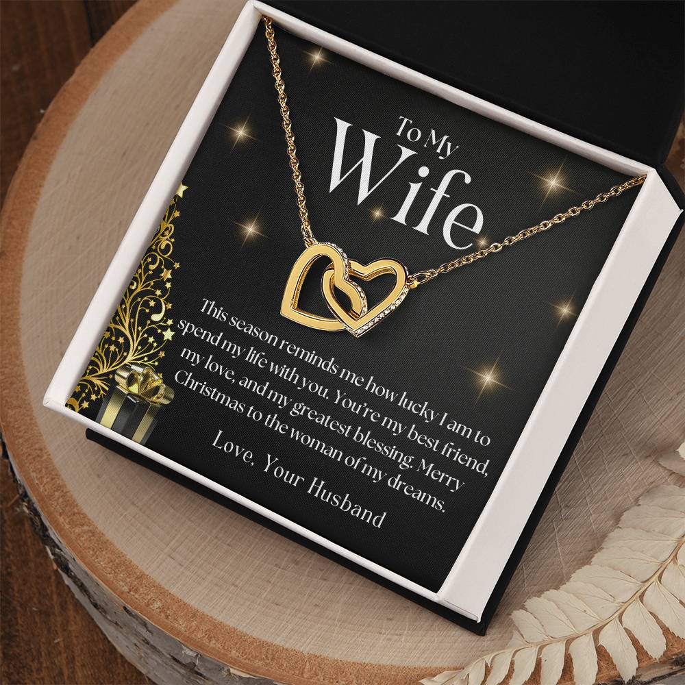 CHRISTMAS SPECIAL - To My Wife -  Interlocking Hearts necklace