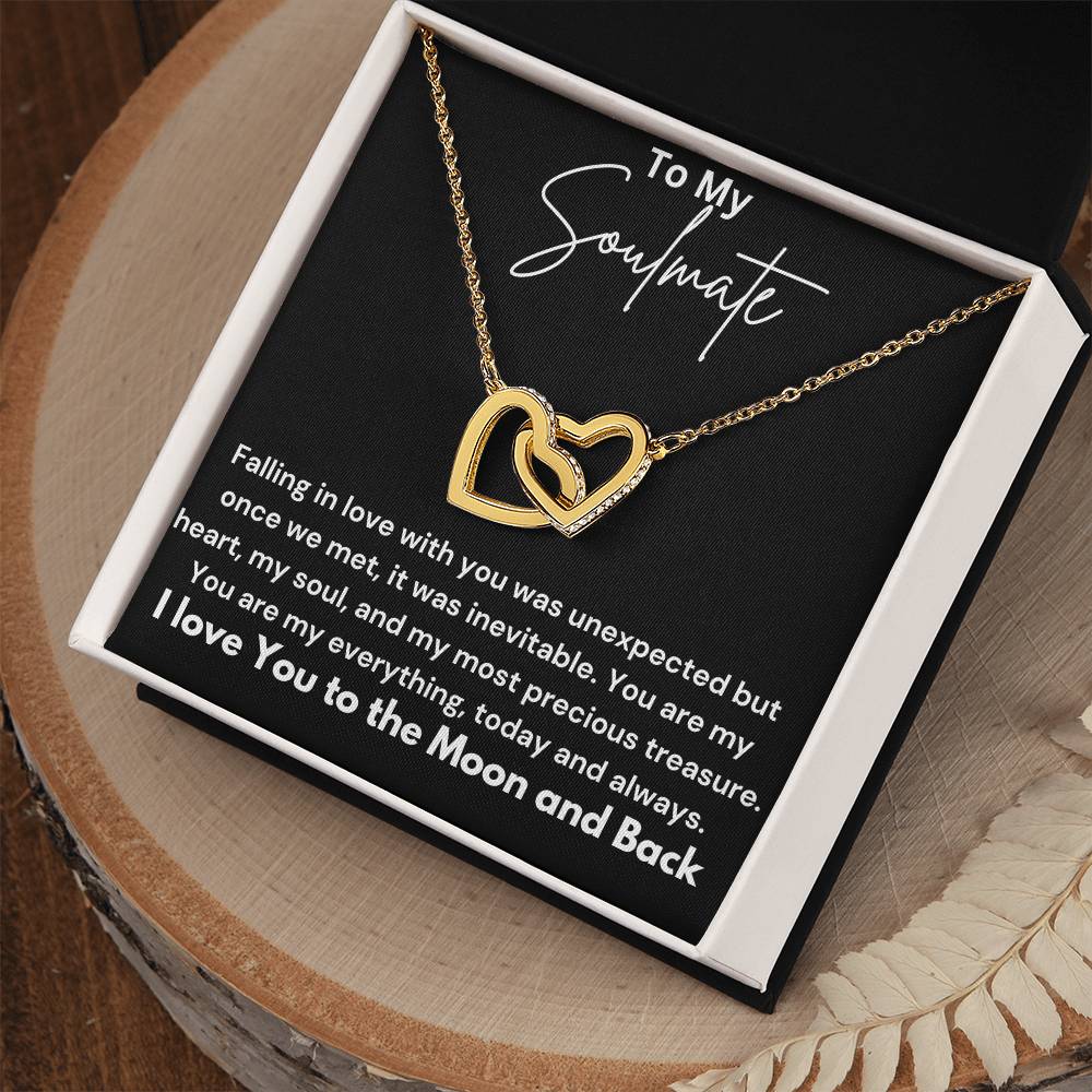 To My Soulmate - Falling In Love - Interlocking Hearts Necklace