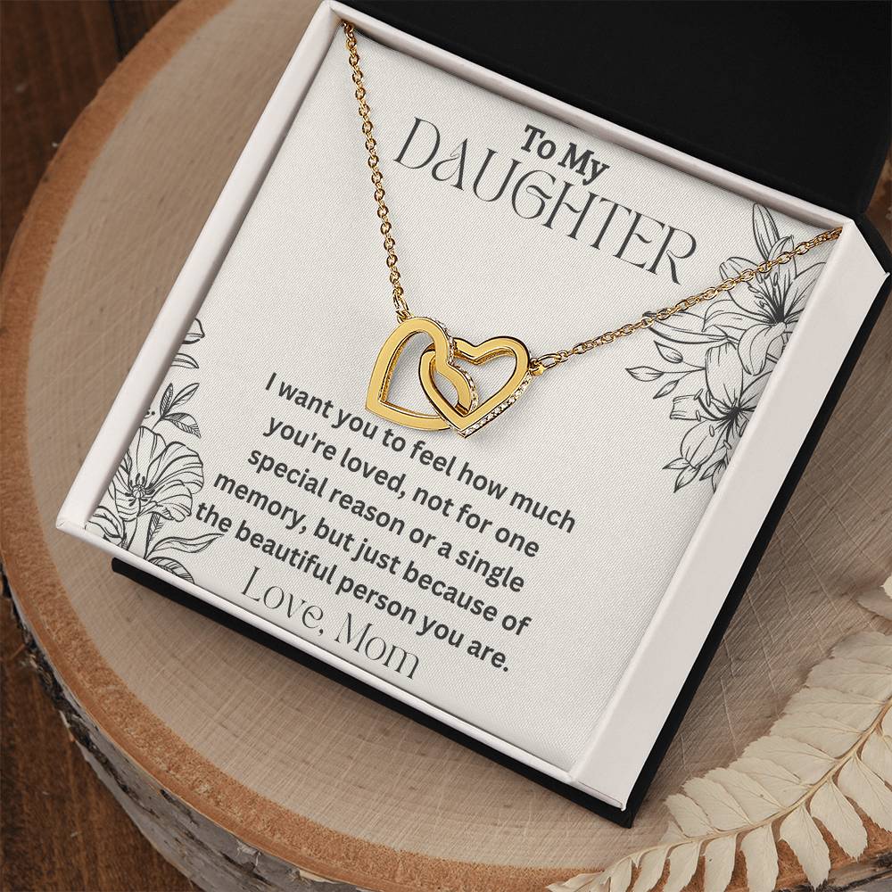 To My Daughter - Special Reason - Interlocking Hearts Necklace