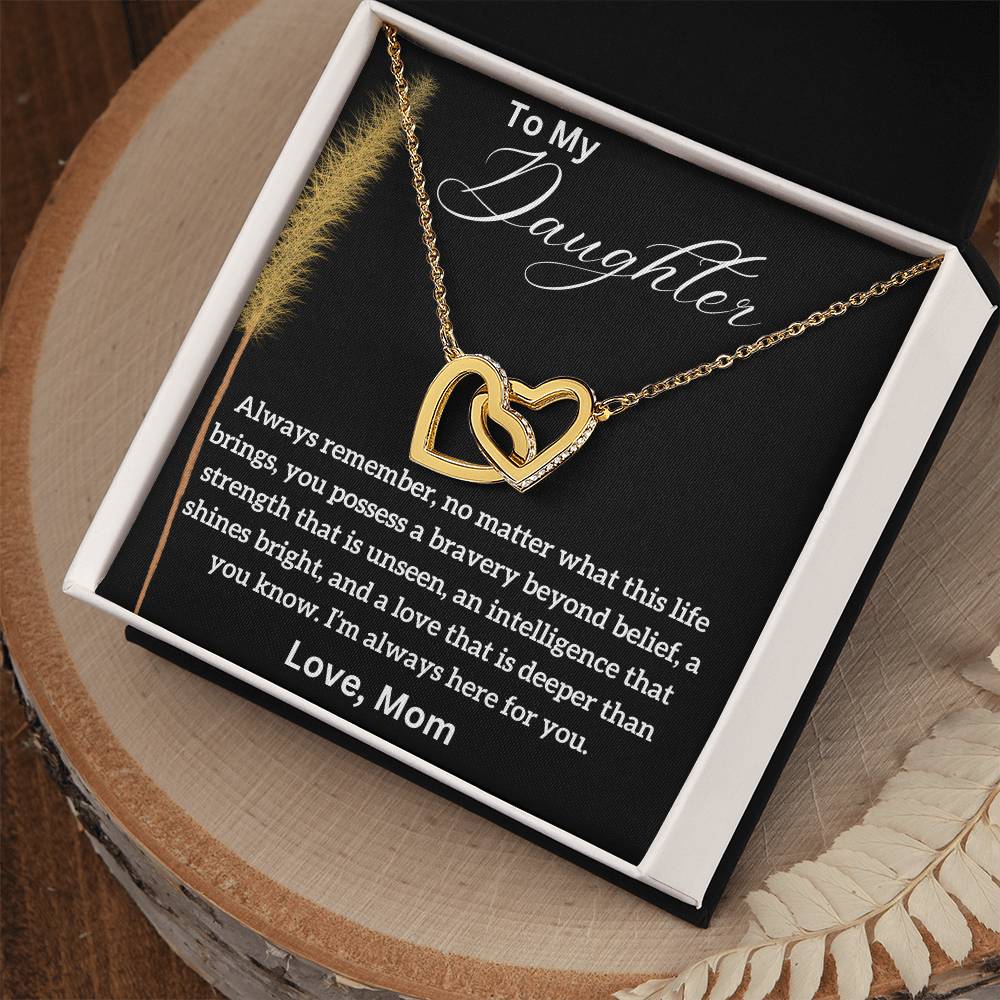 To My Daughter - Shines Bright - Interlocking Hearts Necklace