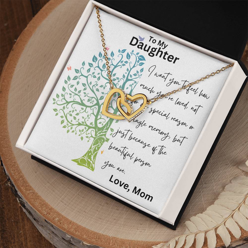 To My Daughter - Single Memory - Interlocking Hearts Necklace