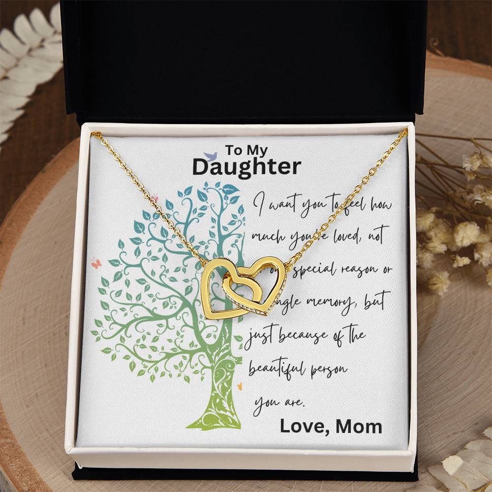 To My Daughter - Single Memory - Interlocking Hearts Necklace