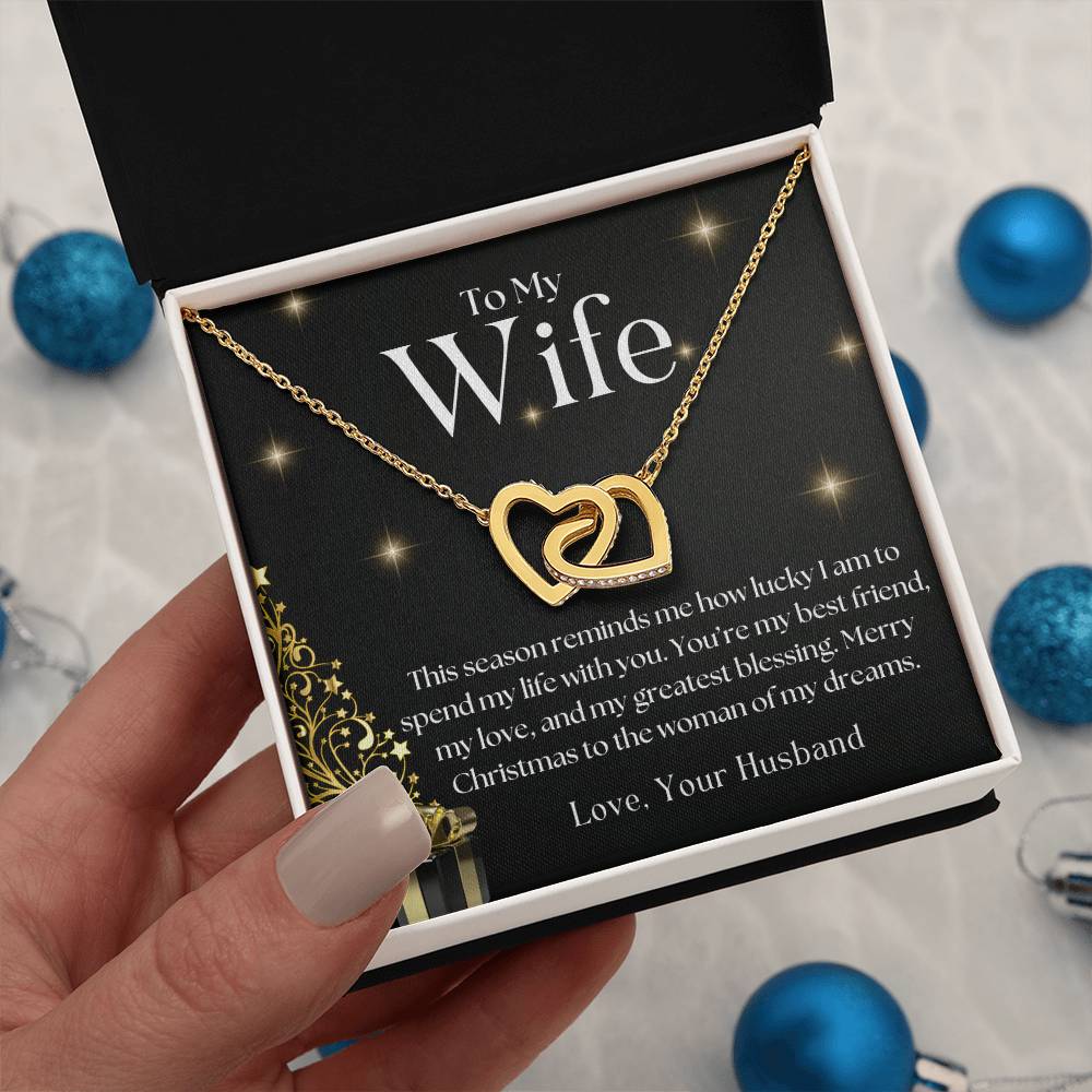 CHRISTMAS SPECIAL - To My Wife -  Interlocking Hearts necklace