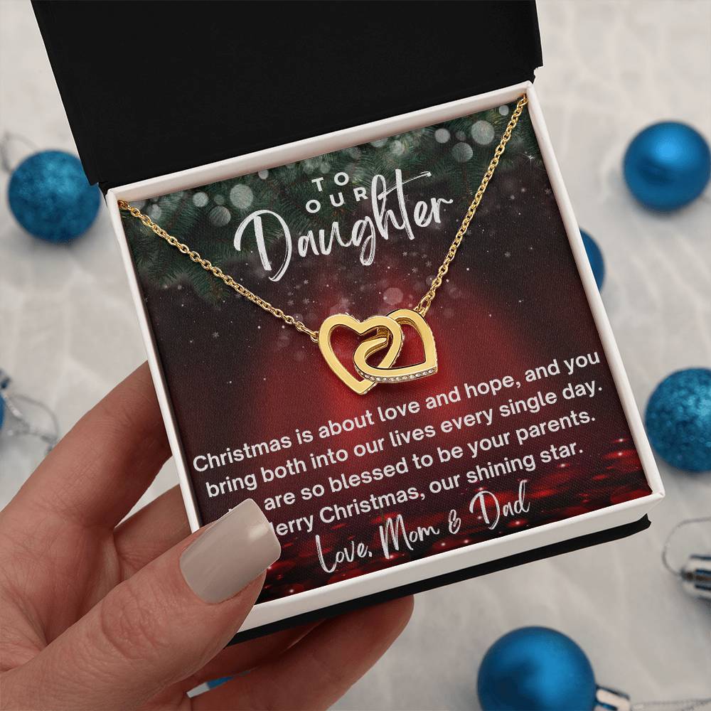 CHRISTMAS SPECIAL - To Our Daughter - Interlocking Hearts Necklace