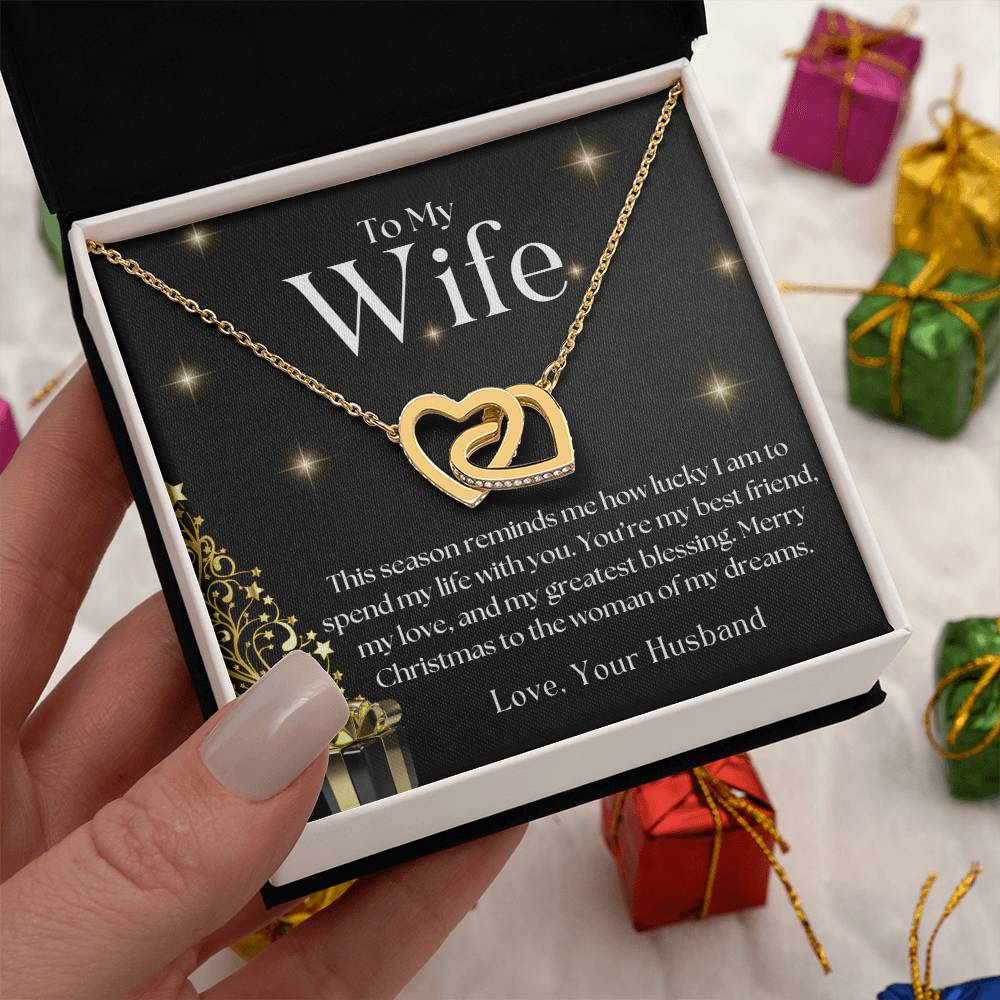 CHRISTMAS SPECIAL - To My Wife -  Interlocking Hearts necklace