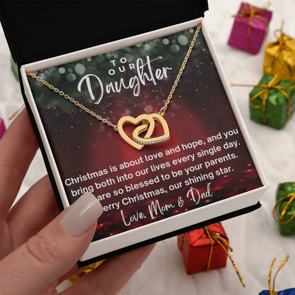 CHRISTMAS SPECIAL - To Our Daughter - Interlocking Hearts Necklace