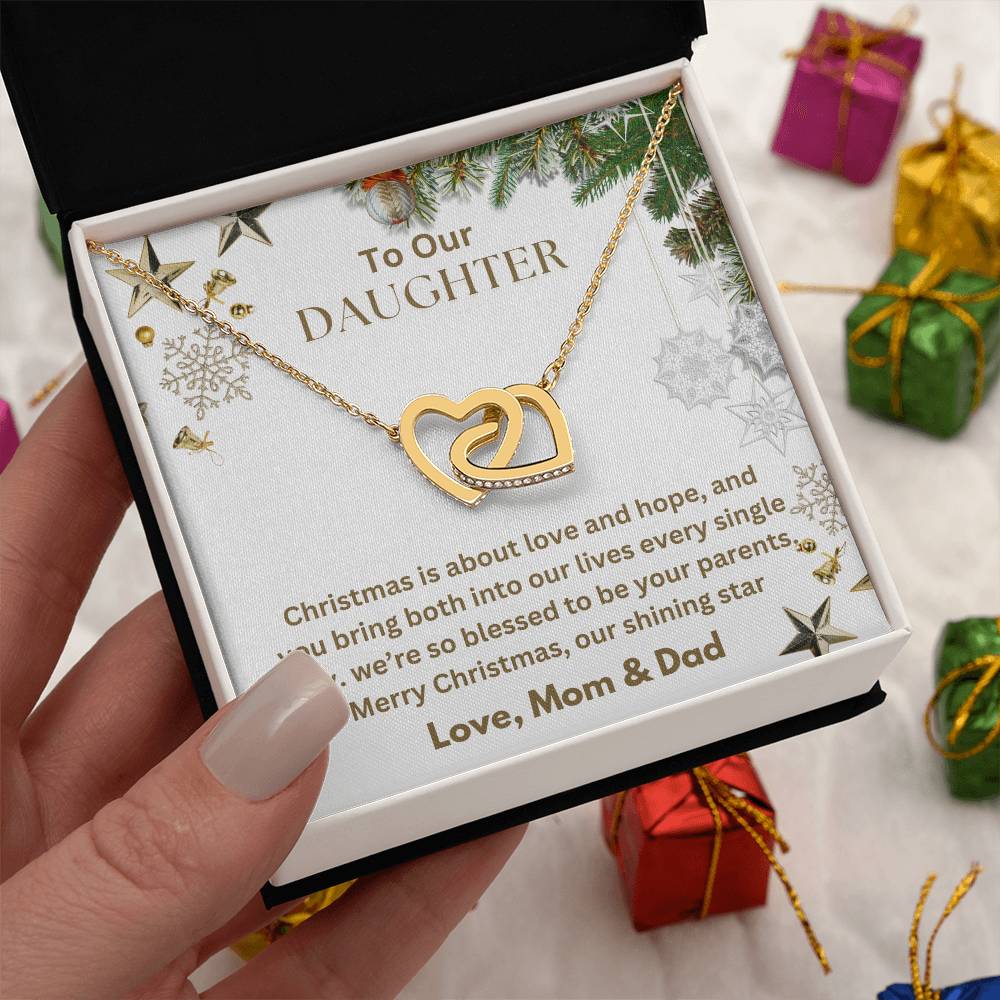 CHRISTMAS SPECIAL - To Our Daughter - Interlocking Hearts Necklace