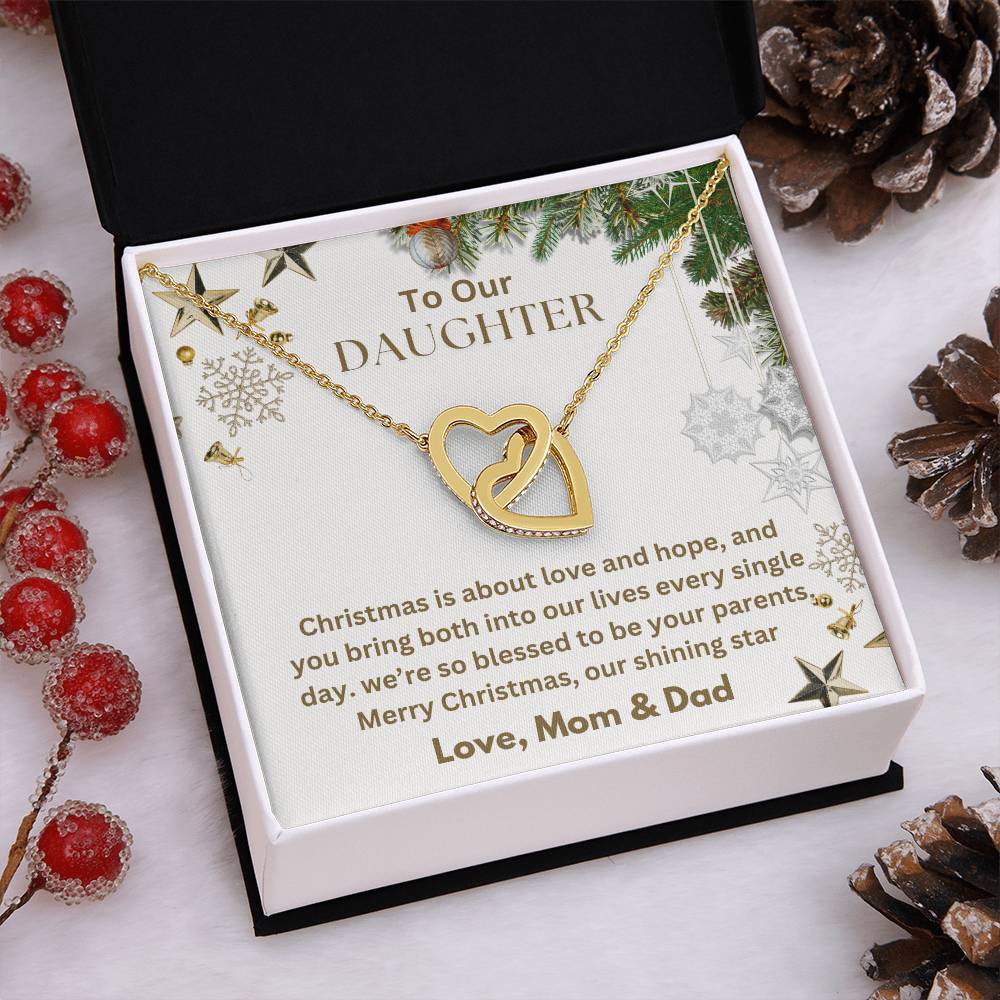 CHRISTMAS SPECIAL - To Our Daughter - Interlocking Hearts Necklace