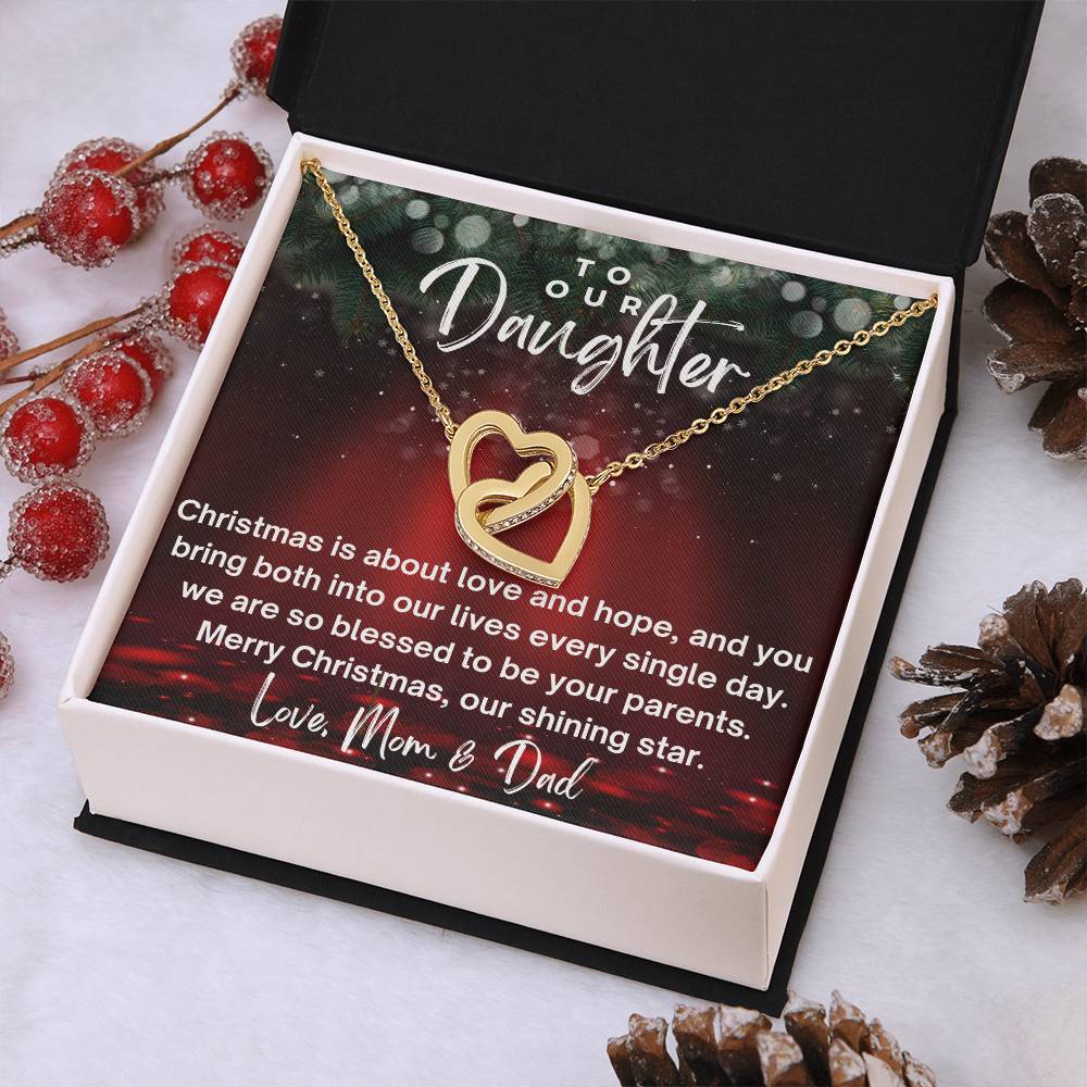 CHRISTMAS SPECIAL - To Our Daughter - Interlocking Hearts Necklace