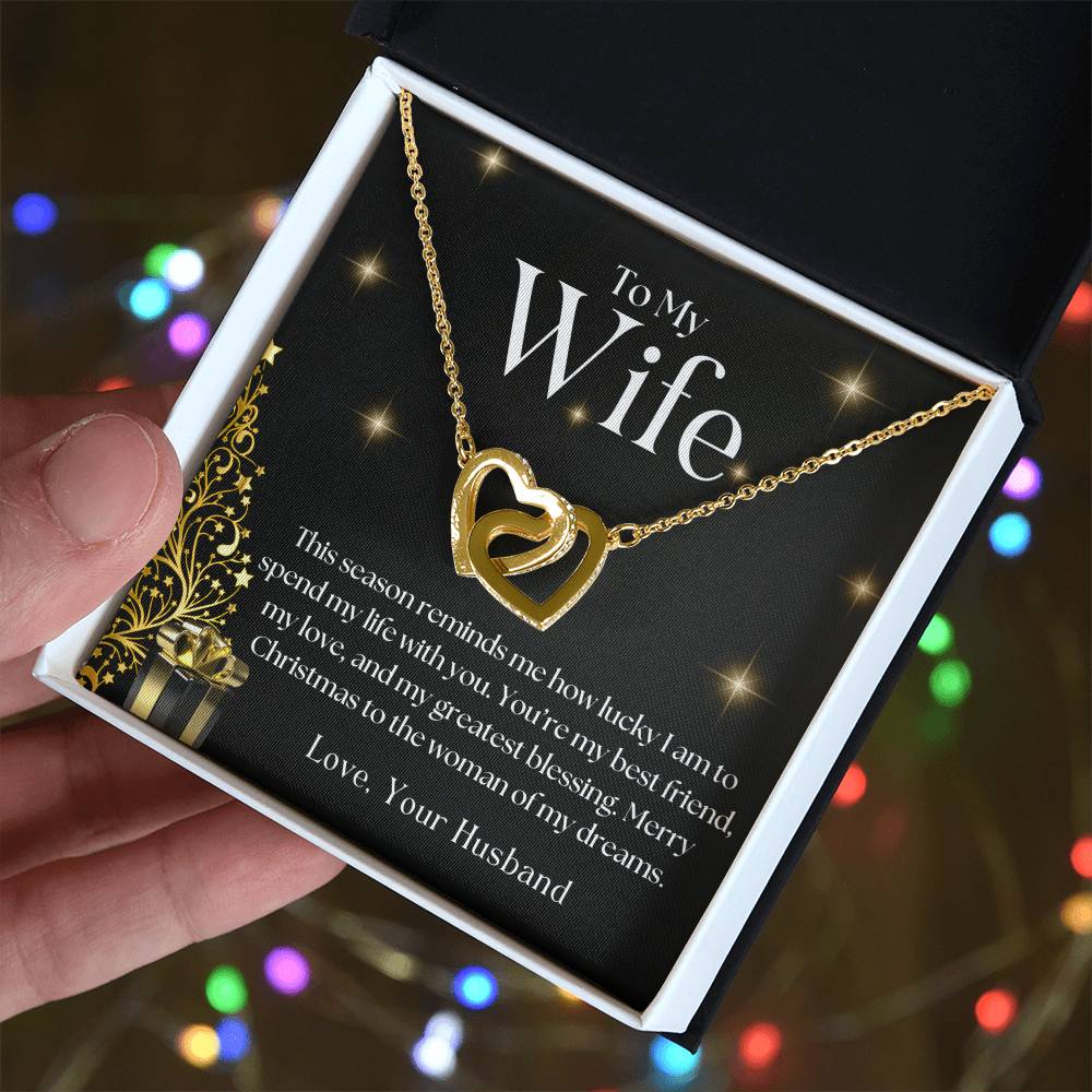 CHRISTMAS SPECIAL - To My Wife -  Interlocking Hearts necklace