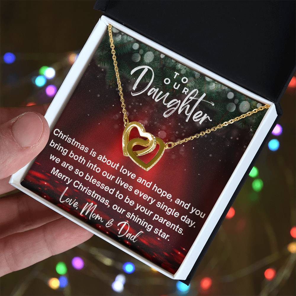 CHRISTMAS SPECIAL - To Our Daughter - Interlocking Hearts Necklace