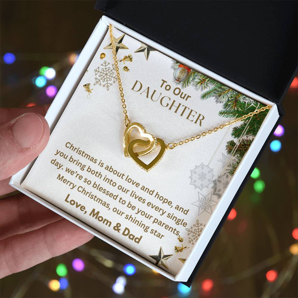 CHRISTMAS SPECIAL - To Our Daughter - Interlocking Hearts Necklace