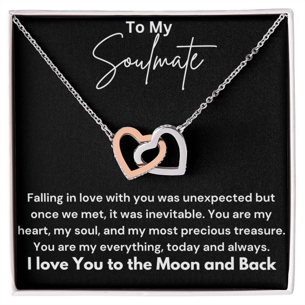 To My Soulmate - Falling In Love - Interlocking Hearts Necklace