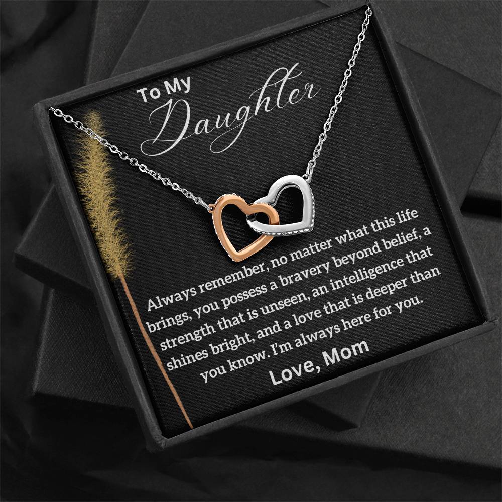 To My Daughter - Shines Bright - Interlocking Hearts Necklace