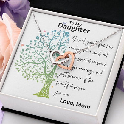 To My Daughter - Single Memory - Interlocking Hearts Necklace