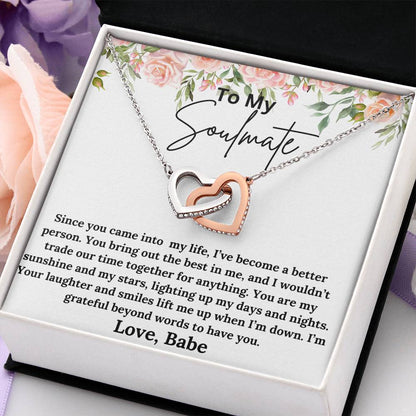 To My Soulmate - My Sunshine - Interlocking Hearts Necklace