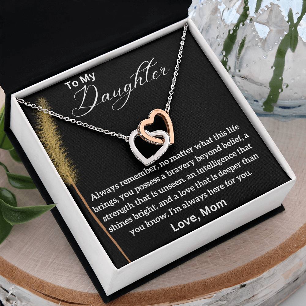 To My Daughter - Shines Bright - Interlocking Hearts Necklace