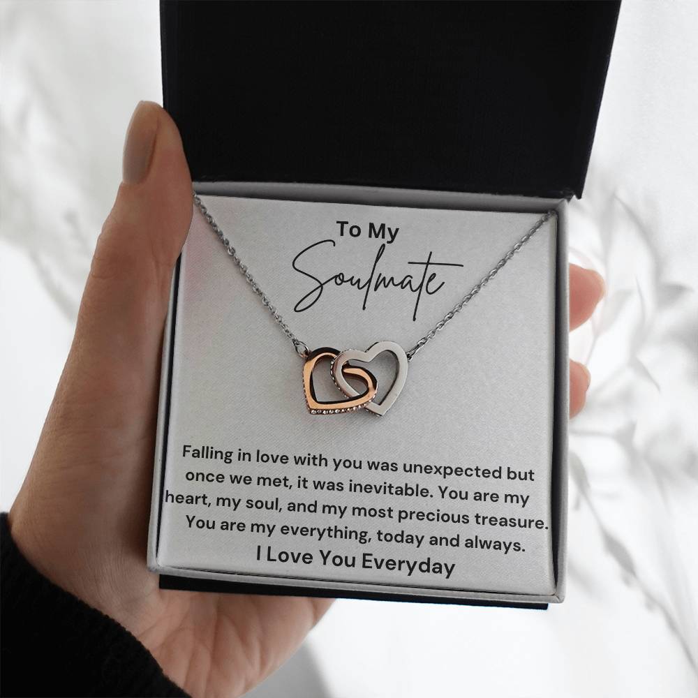 To My Soulmate - My Everything - Interlocking Hearts Necklace