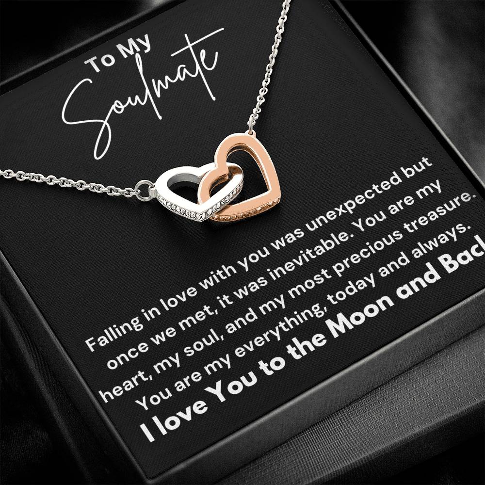 To My Soulmate - Falling In Love - Interlocking Hearts Necklace