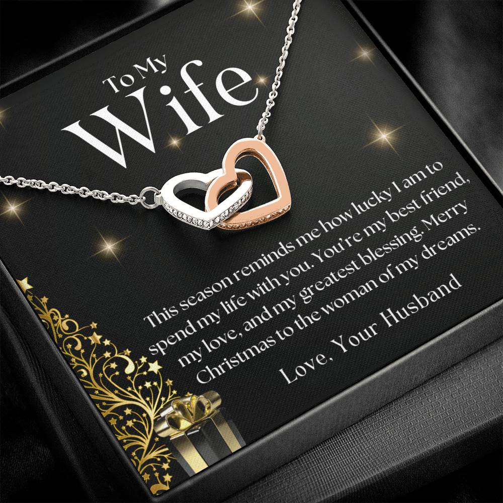 CHRISTMAS SPECIAL - To My Wife -  Interlocking Hearts necklace