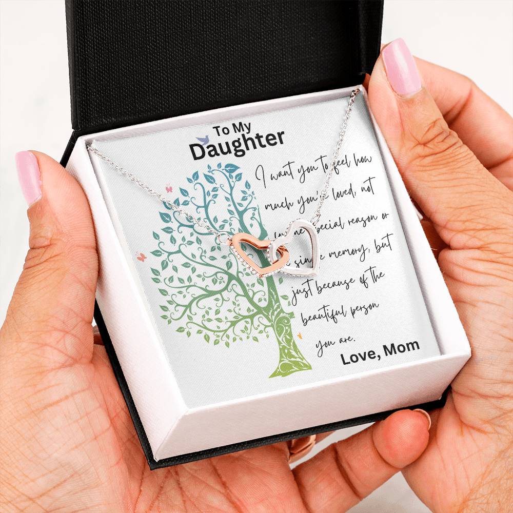 To My Daughter - Single Memory - Interlocking Hearts Necklace