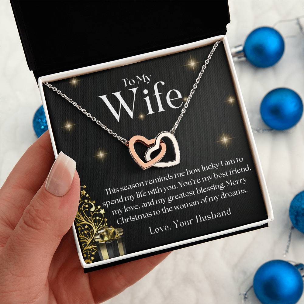 CHRISTMAS SPECIAL - To My Wife -  Interlocking Hearts necklace