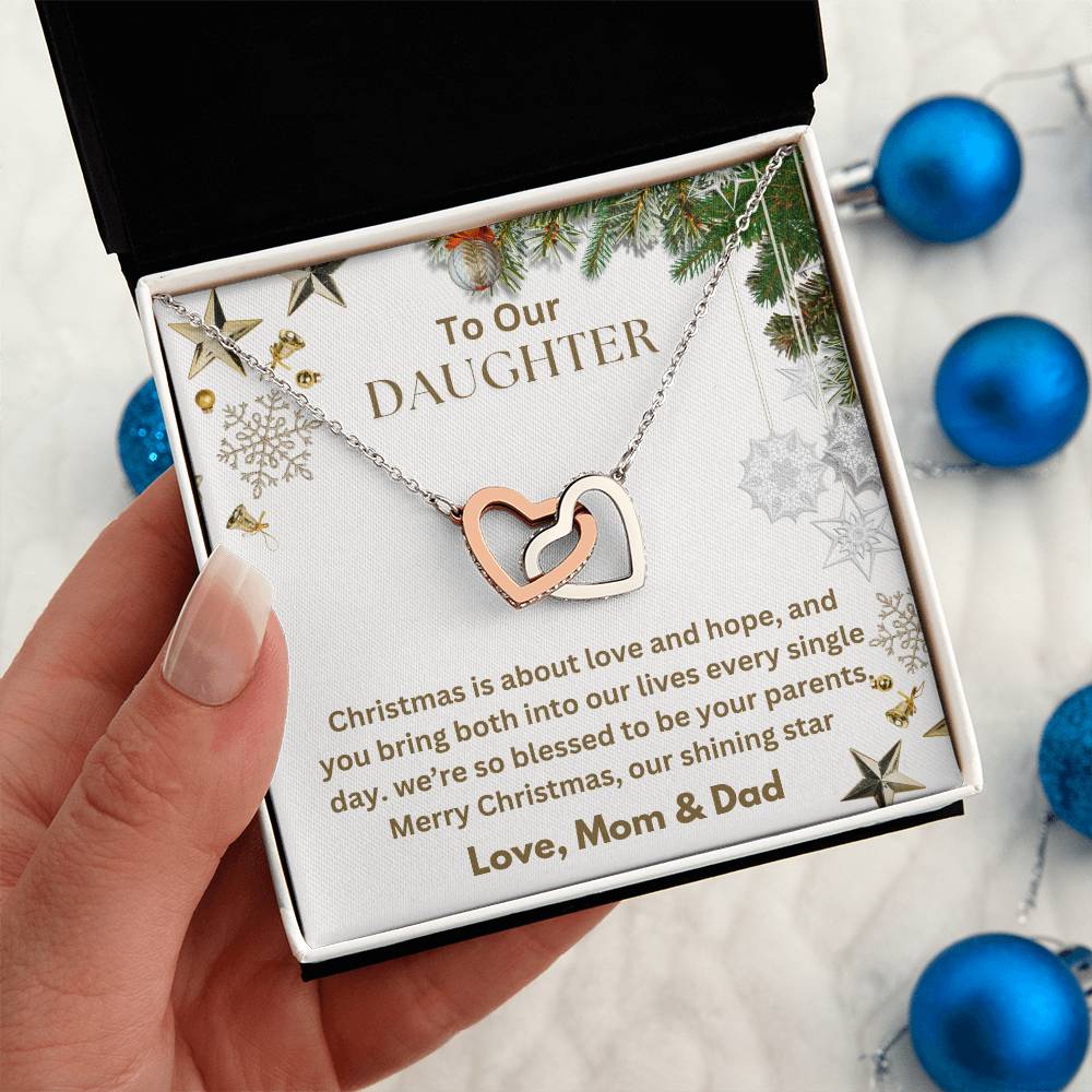 CHRISTMAS SPECIAL - To Our Daughter - Interlocking Hearts Necklace