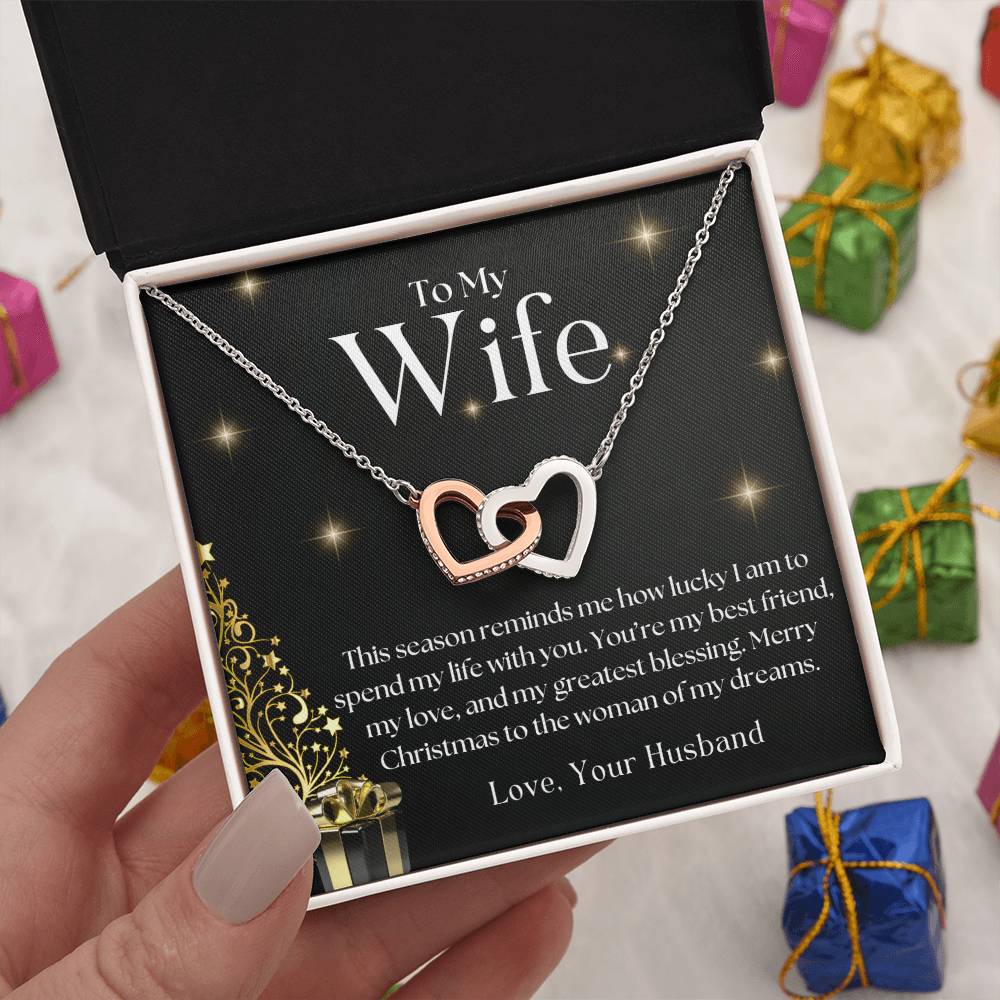 CHRISTMAS SPECIAL - To My Wife -  Interlocking Hearts necklace