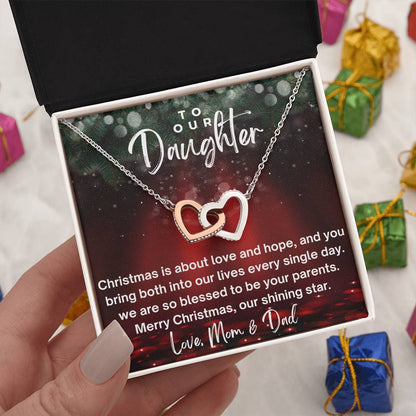 CHRISTMAS SPECIAL - To Our Daughter - Interlocking Hearts Necklace