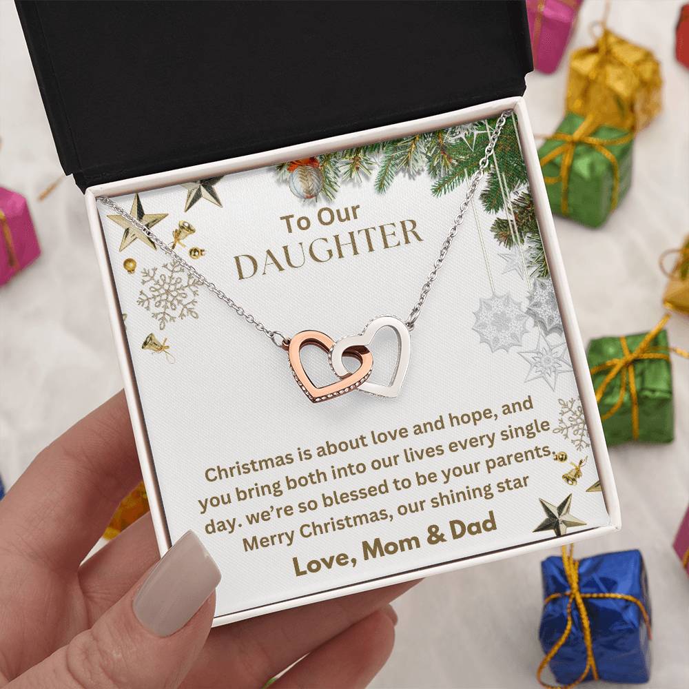 CHRISTMAS SPECIAL - To Our Daughter - Interlocking Hearts Necklace