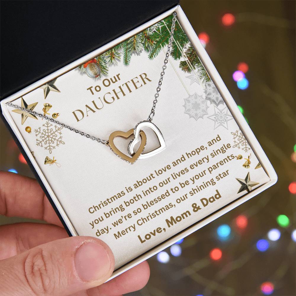 CHRISTMAS SPECIAL - To Our Daughter - Interlocking Hearts Necklace