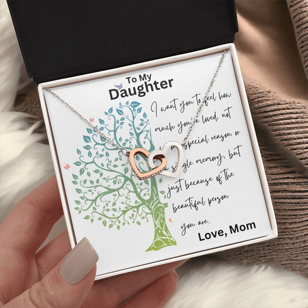 To My Daughter - Single Memory - Interlocking Hearts Necklace