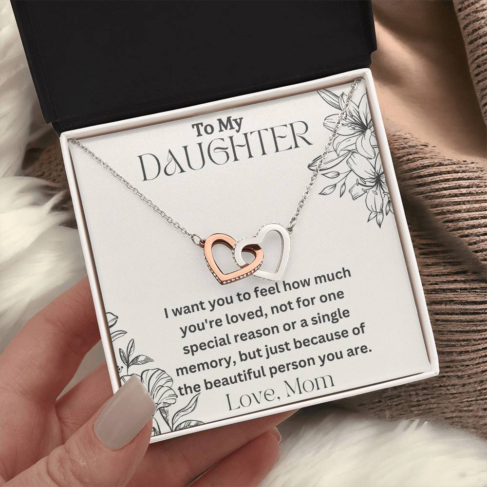 To My Daughter - Special Reason - Interlocking Hearts Necklace