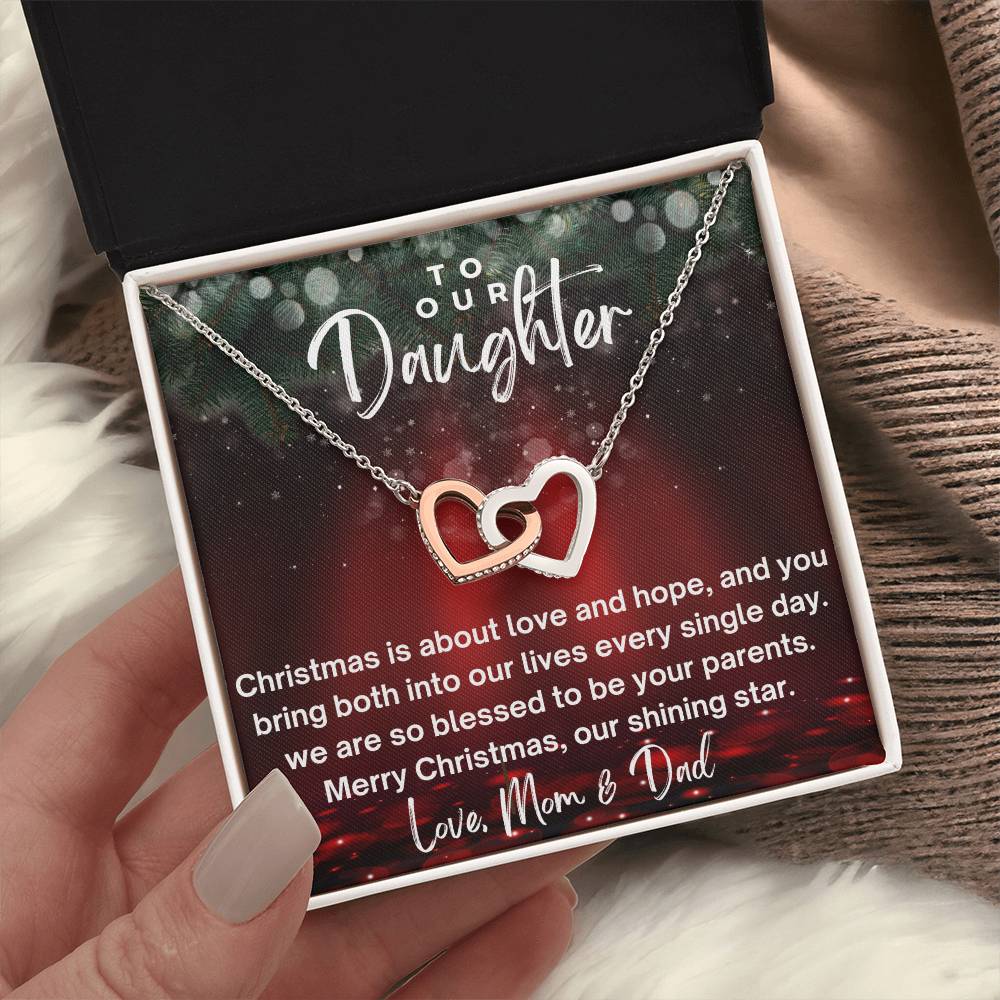 CHRISTMAS SPECIAL - To Our Daughter - Interlocking Hearts Necklace